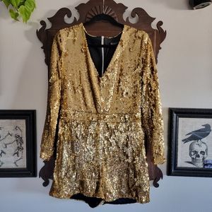 NWOT Gold Sequin Romper